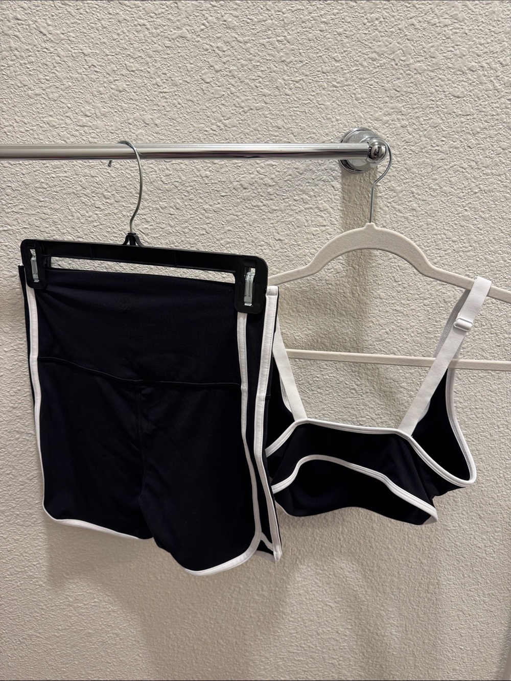 All In Motion Black & White Contrast Athletic Tank and Shorts Set - Picture 3 of 4